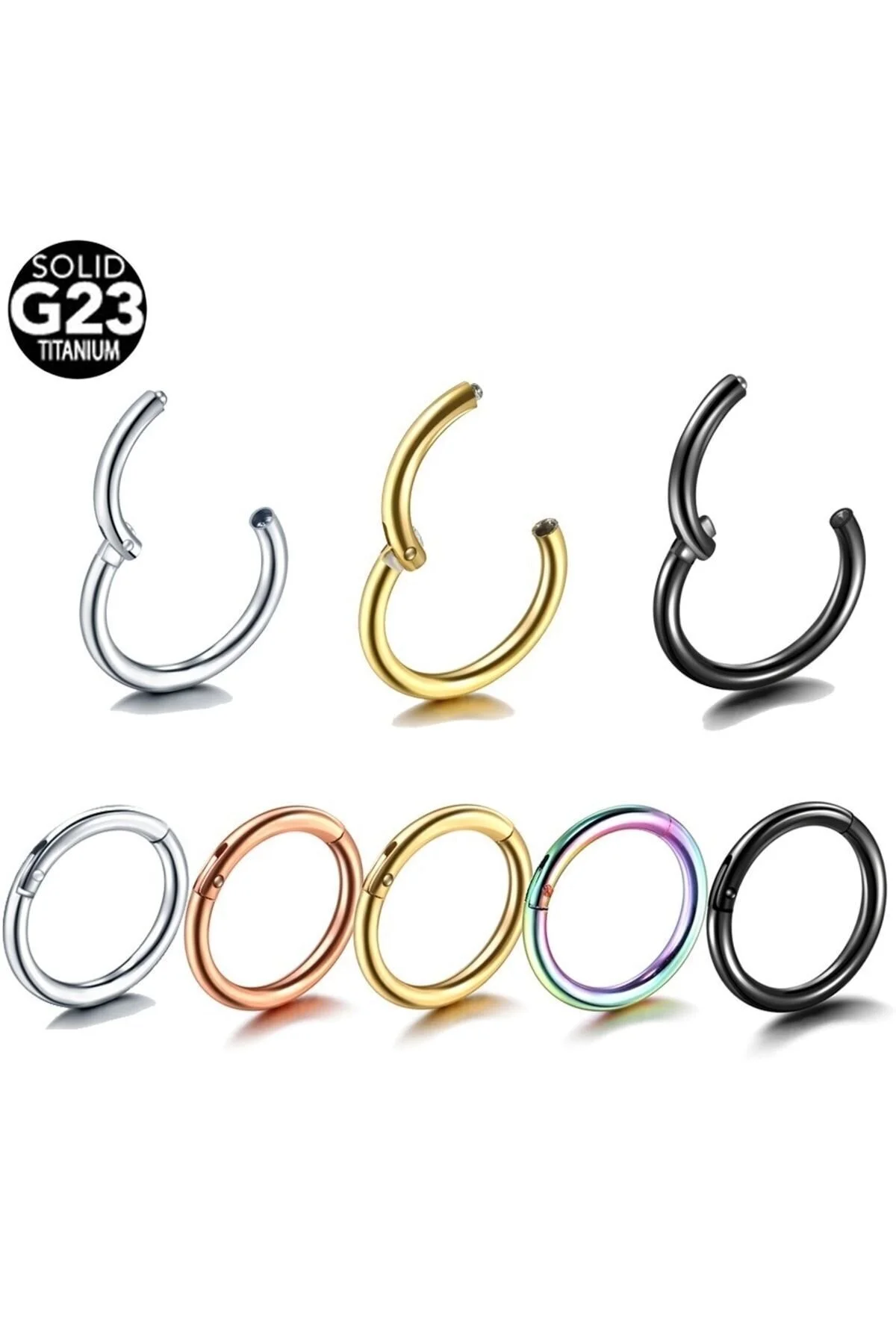 Cerrahi Çelik "septum, Nose, Helix" "burun, Dudak, Kaş, Kıkırdak, Kulak" Menteşeli Halka Piercing 7