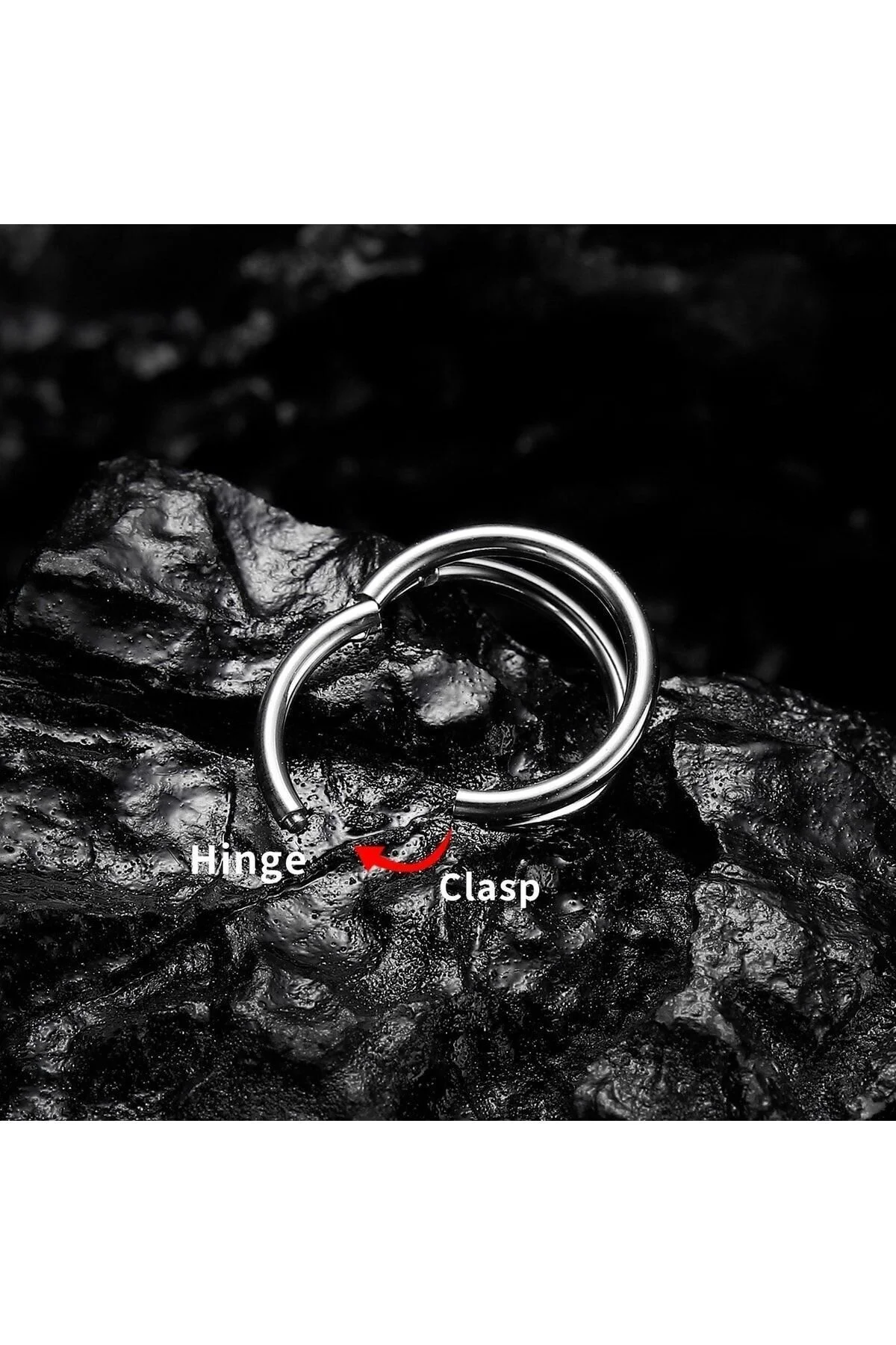 %100 Çelik "septum, Nose, Helix" "burun, Dudak, Kıkırdak" Çift Menteşeli Gümüş Rengi Halka Piercing 5
