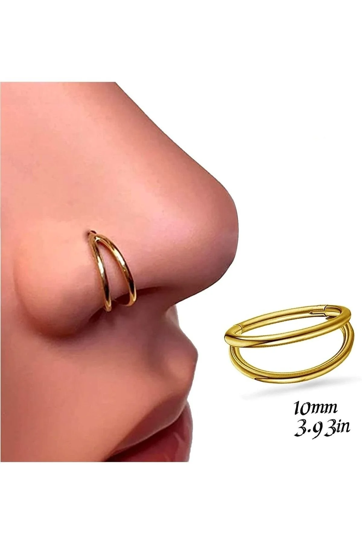 %100 Çelik "septum, Nose, Helix" "burun, Dudak, Kıkırdak" Çift Menteşeli Altın Rengi Halka Piercing 2