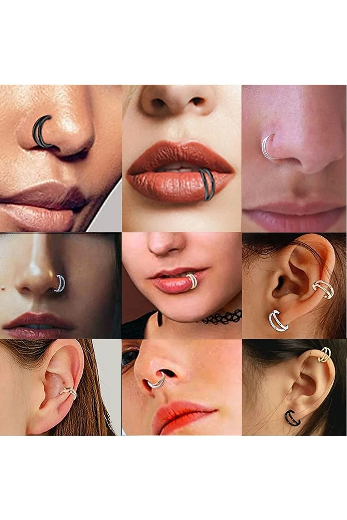 %100 Çelik "septum, Nose, Helix" "burun, Dudak, Kıkırdak" Çift Menteşeli Altın Rengi Halka Piercing 4