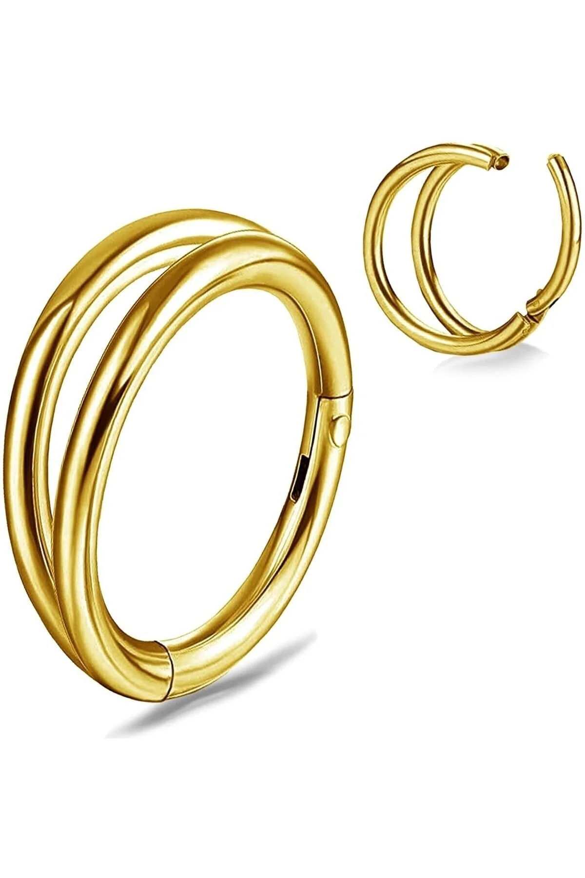 %100 Çelik "septum, Nose, Helix" "burun, Dudak, Kıkırdak" Çift Menteşeli Altın Rengi Halka Piercing 6