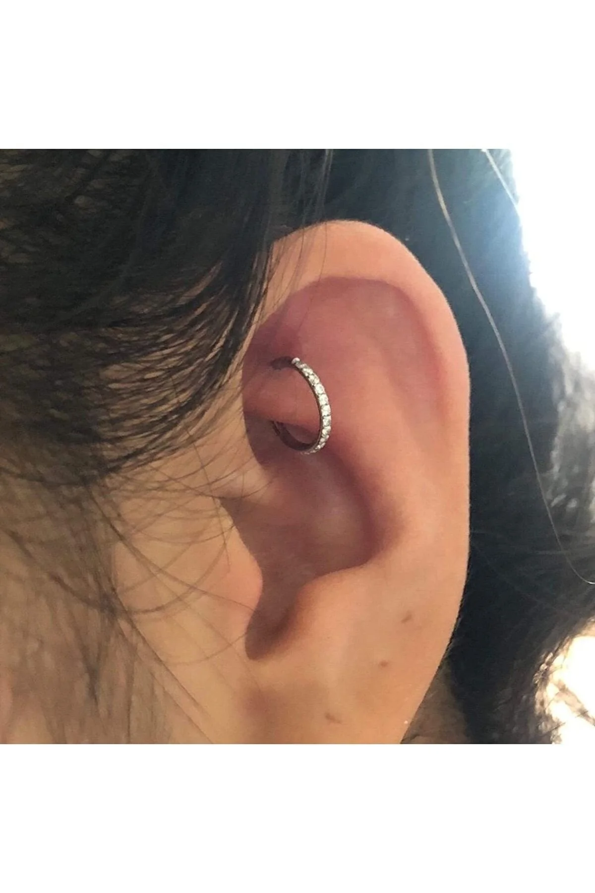 AGB Parıltı Sıra Taşlı Burun, Dudak, Kaş, Kıkırdak Septum & Helix Menteşeli Halka Piercing 5