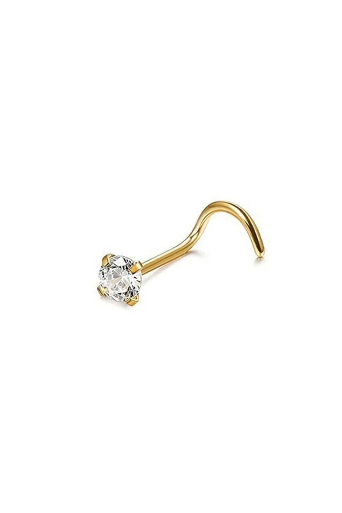 "AGB" Parıltı Taşlı %100 Cerrahi Çelik Altın Rengi Burun Hızma Piercing 1