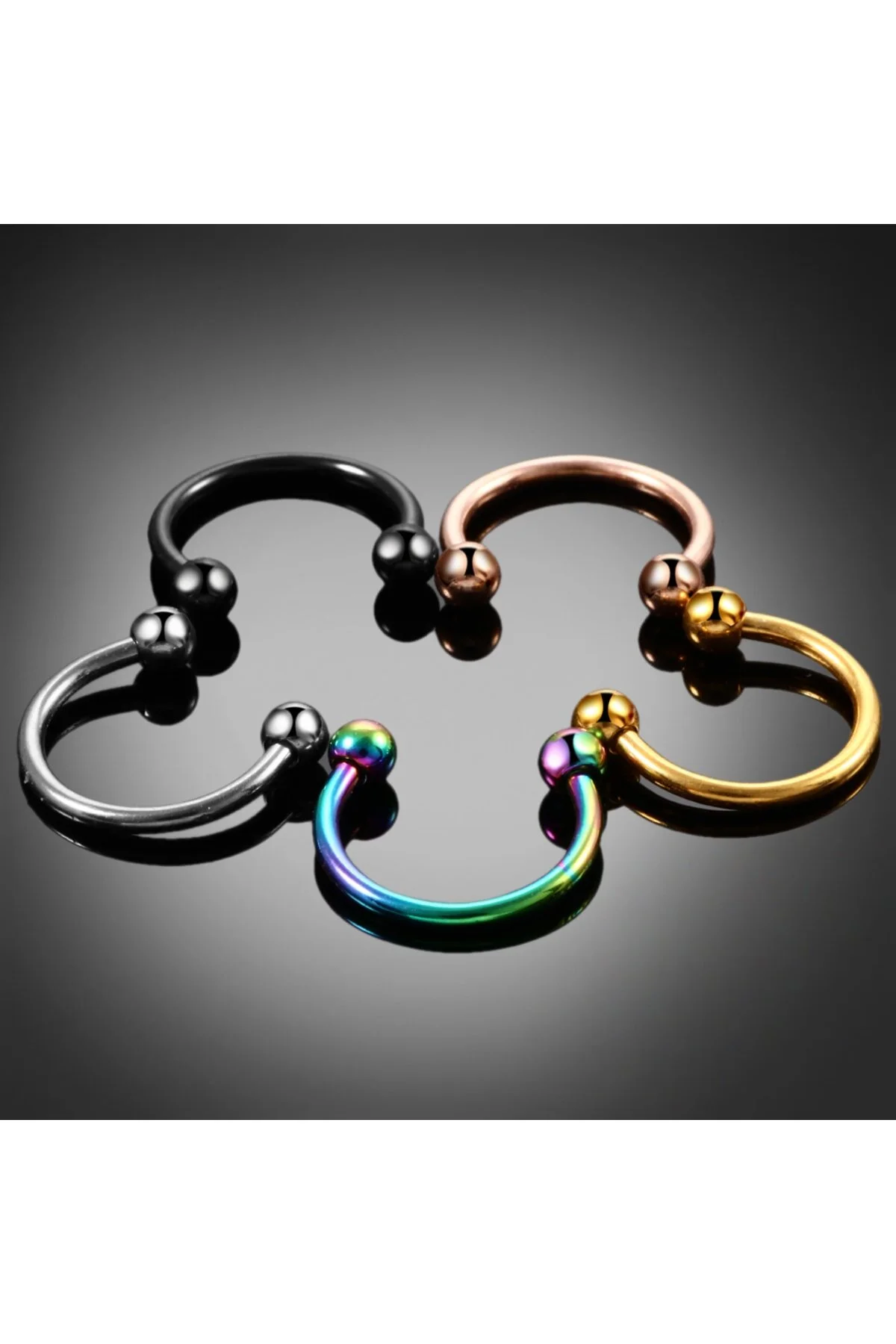 %100 Cerrahi Çelik Sertifikalı "septum, Nose, Helix" "burun, Dudak, Kıkırdak" Yarım Halka Piercing 3