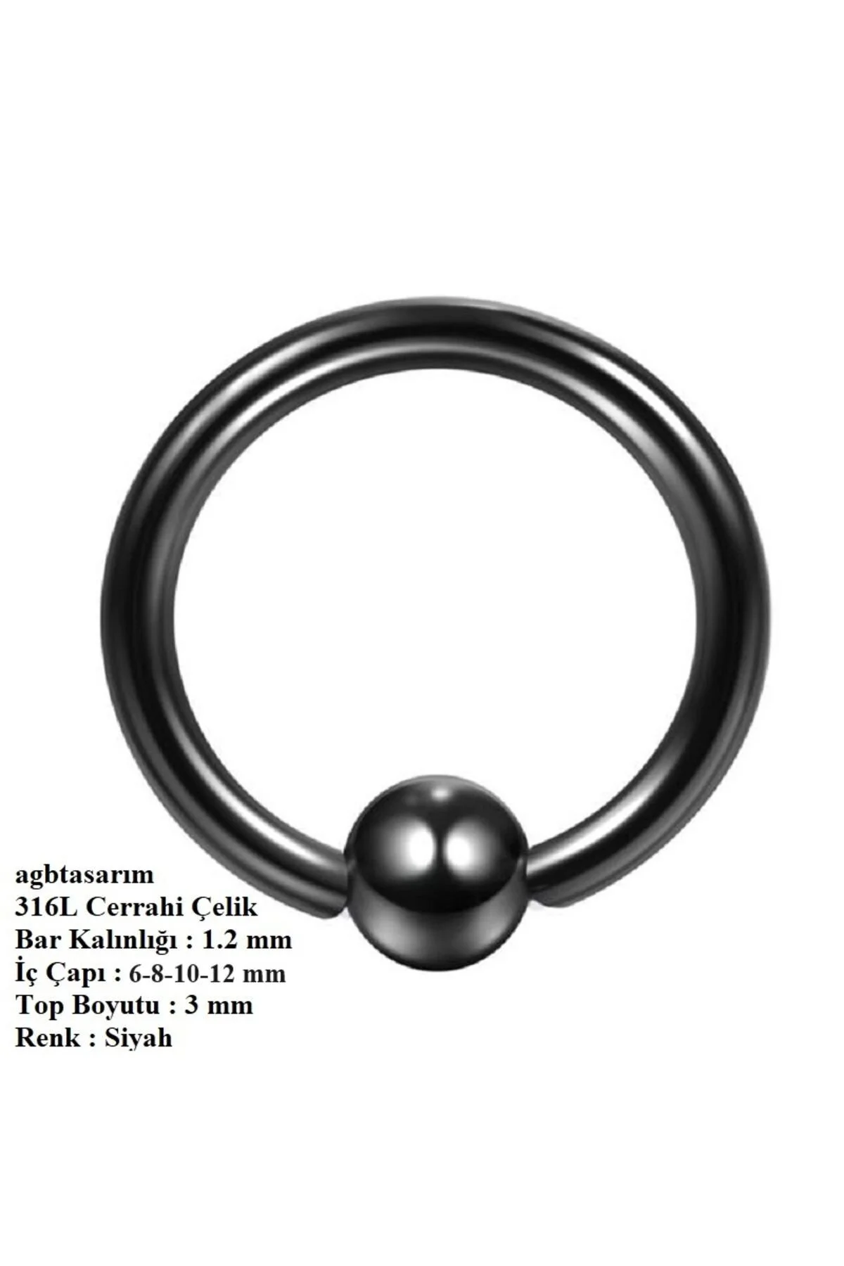 %100 CERRAHİ ÇELİK "Septum, Nose, Helix" "Burun, Dudak, Kaş, Kıkırdak" TOPLU TAM HALKA PİERCİNG 1