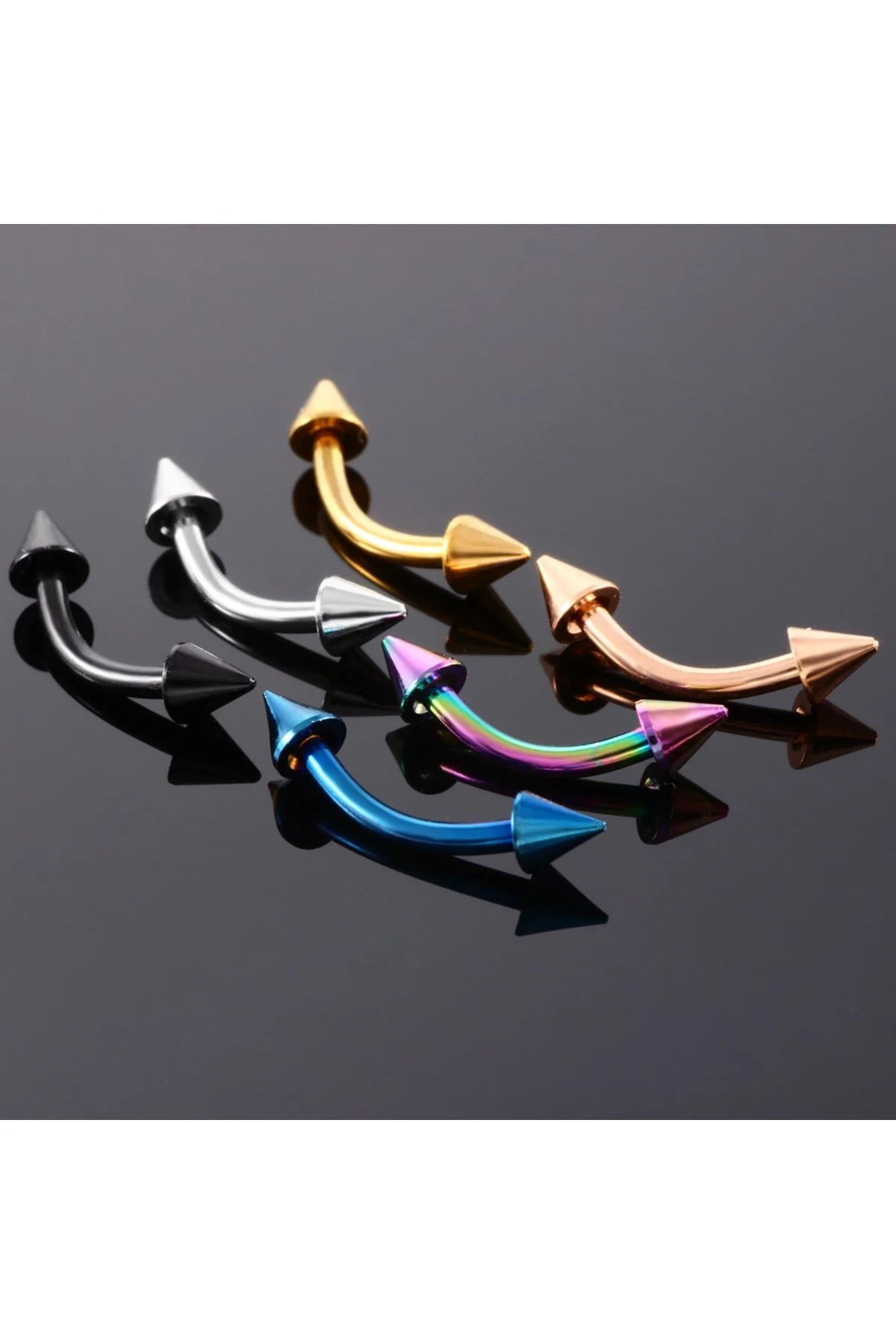 Çift Ok Figürlü "eyebrow, Rook" Spike Kavisli Kaş Piercing (ORJİNAL CERRAHİ ÇELİK, ÖZEL TASARIM) 7