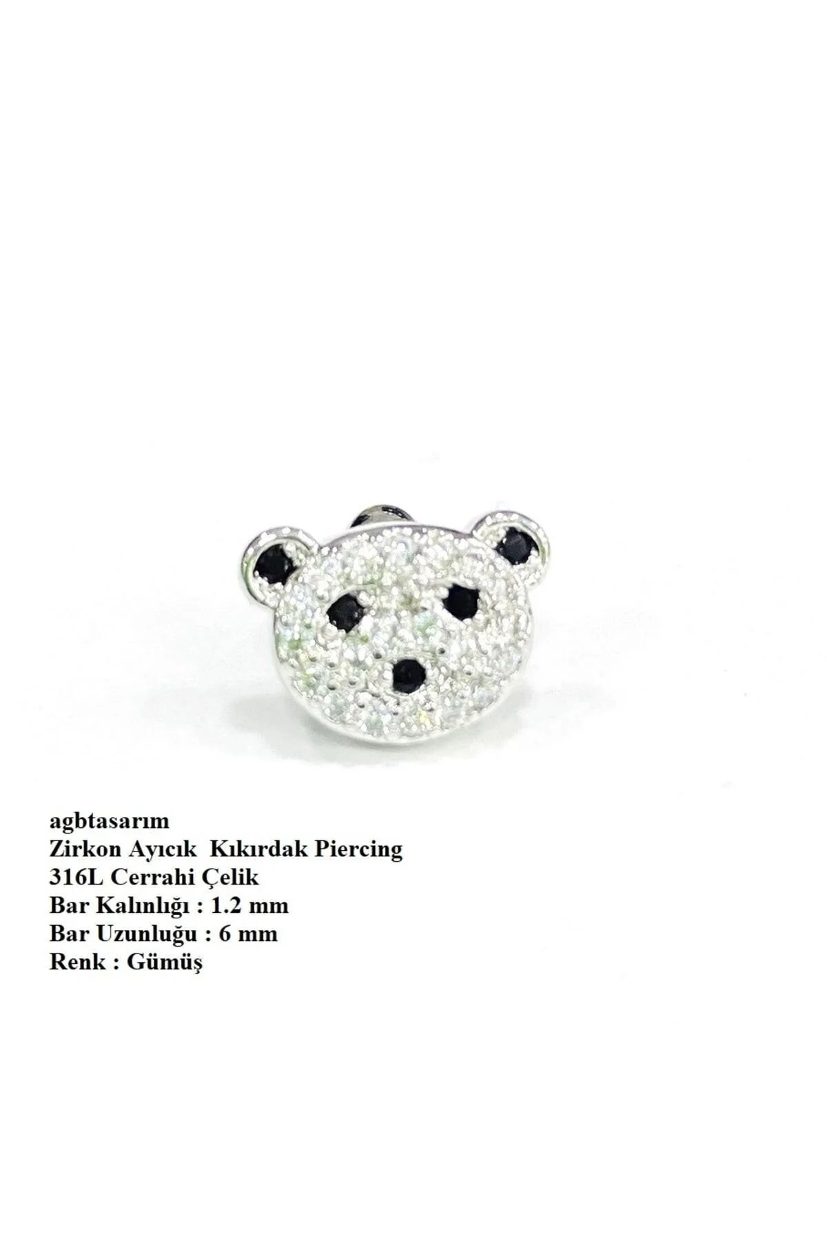 "AGB" Tasarım Ayıcık Figürlü Aksesuarlı Kulak, Kıkırdak, Helix & Tragus Piercing 1