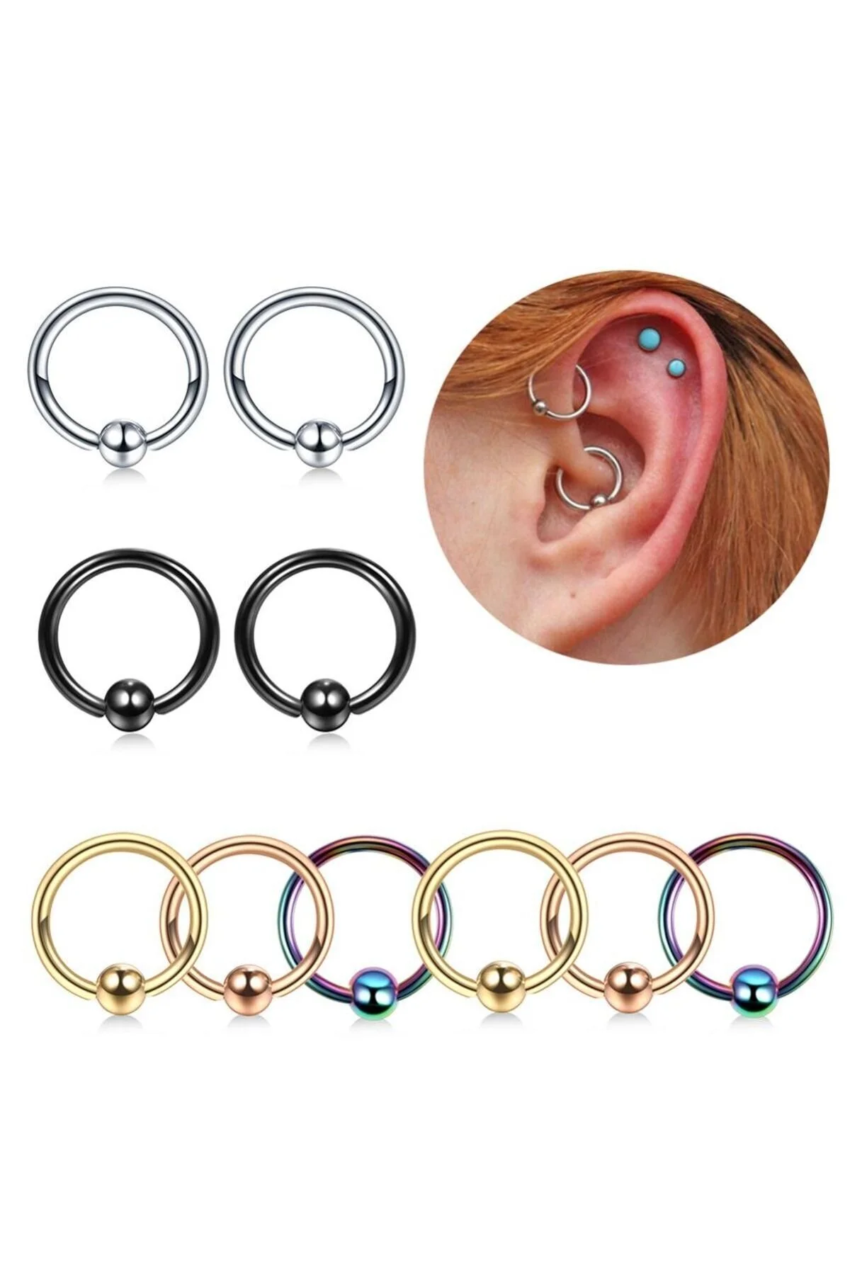 "Septum, Nose, Helix" "Burun, Dudak, Kaş, Kıkırdak" Piercing 3