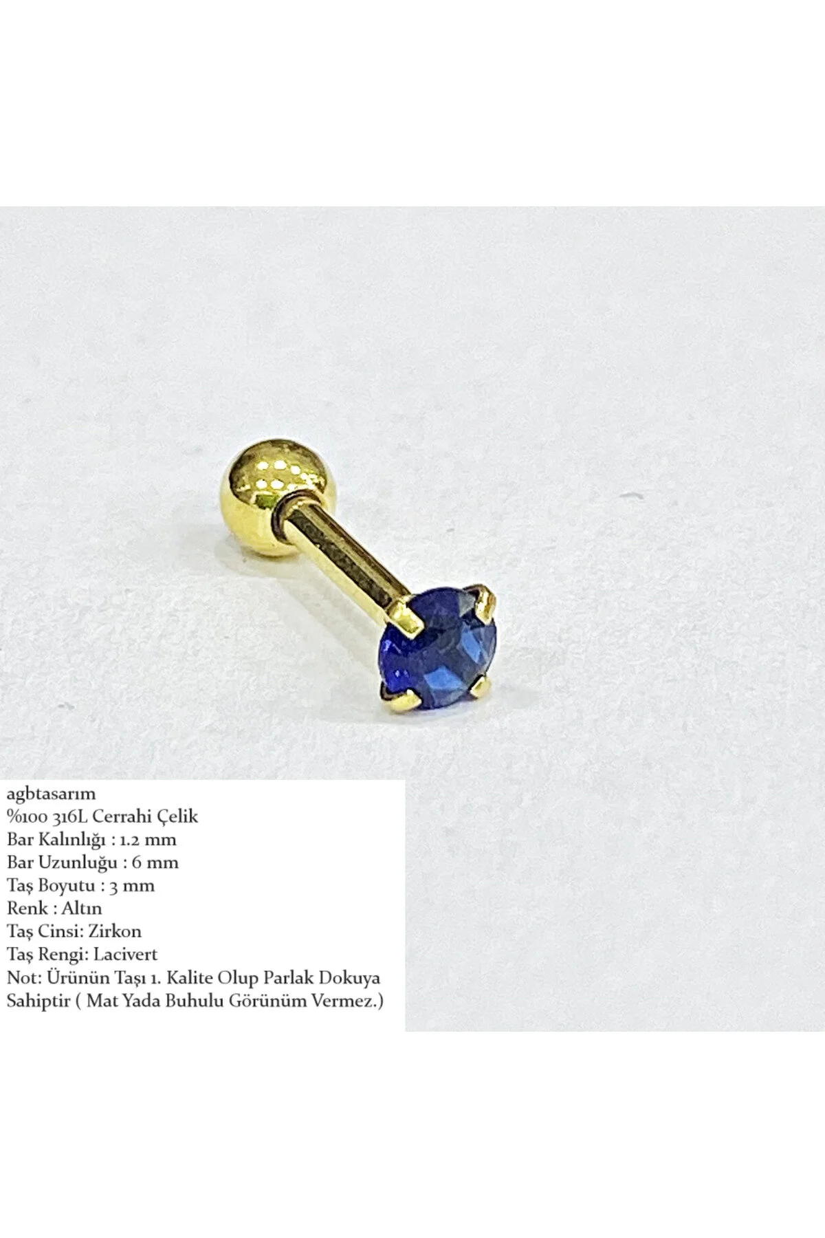 AGB Parıltı Taşlı 316L Cerrahi Çelik  (Helix) & Burun Piercing (%100 AGB İbareli) 1