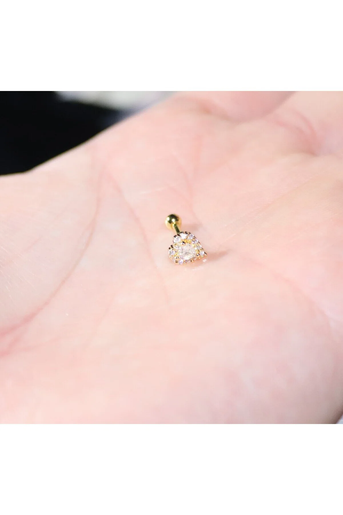 AGB Parıltı Kalp Taşlı Aksesuarlı  Kulak, Kıkırdak, Helix & Tragus Piercing 4