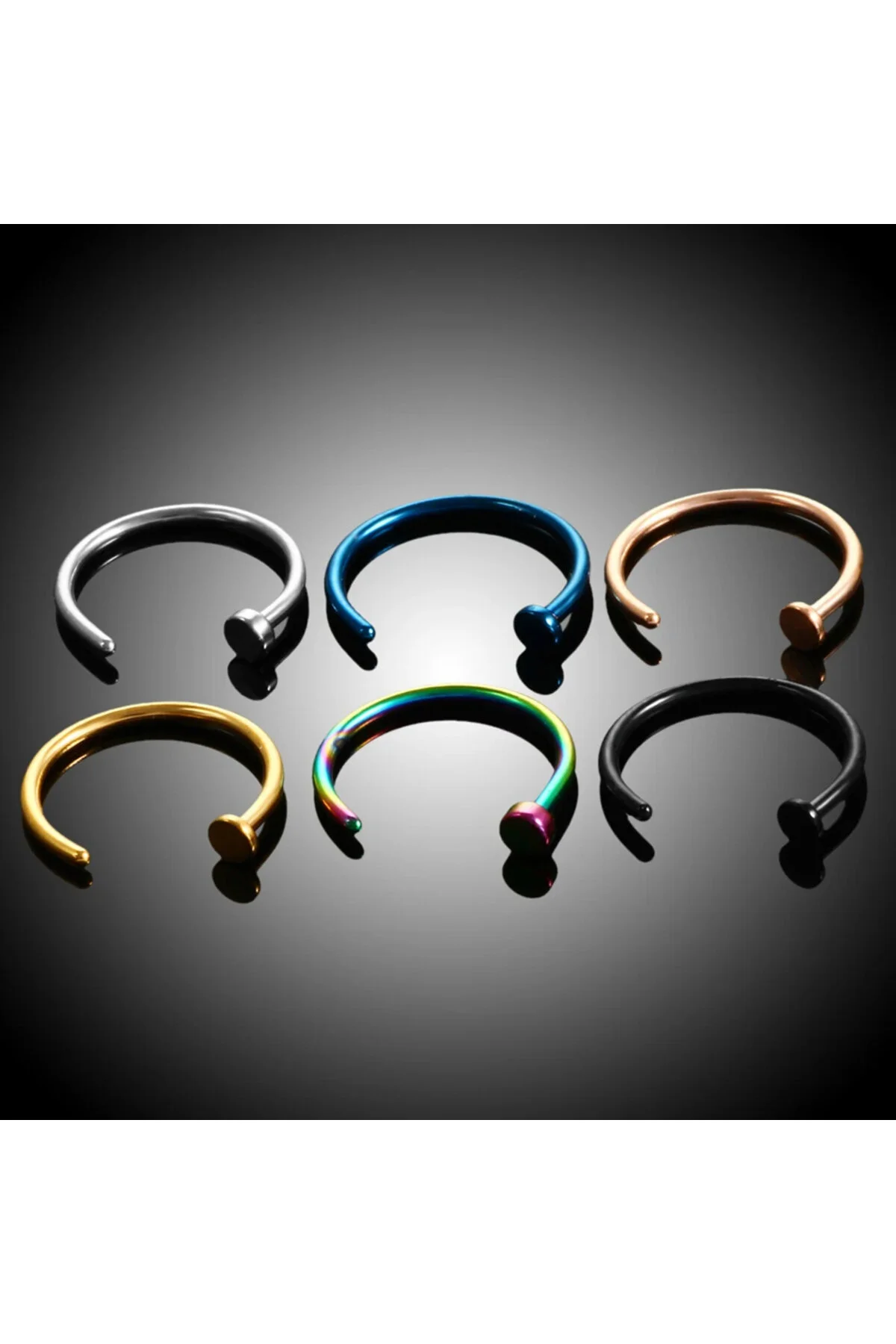 %100 G23 Titanyum "septum, Nose, Helix" "burun, Dudak, Kaş, Kulak" Yarım Halka Sabit Köşeli Hızma 5