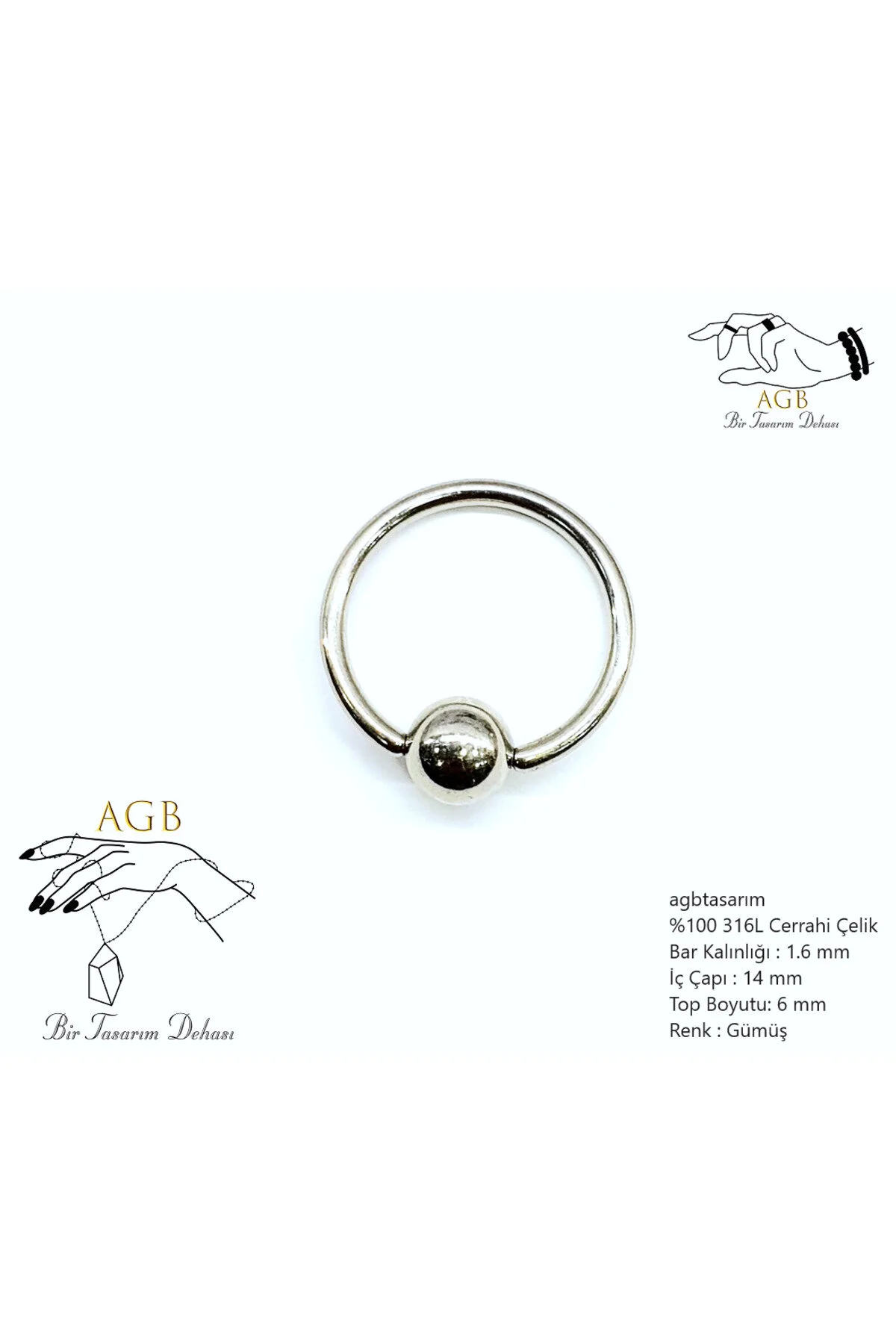 %100 Cerrahi Çelik "helix, Orbital, Daith, Rook, Lobe " Kulak, Kıkırdak Tam Halka Piercing, Küpe 1