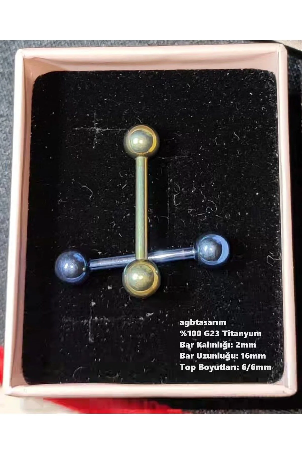 Çift Toplu "ındustrıal" Dil, Kıkırdak Köprü Piercing (%100 G23 TİTANYUM) 1