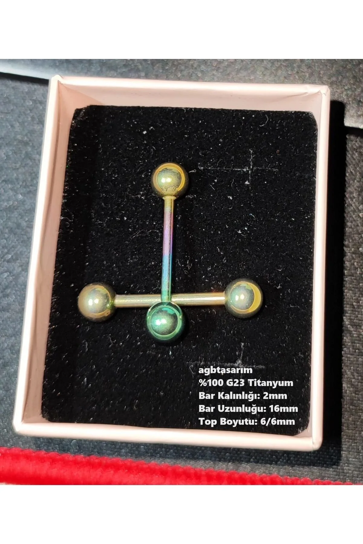 Çift Toplu "ındustrıal" Dil, Kıkırdak Köprü Piercing (%100 G23 TİTANYUM) rainbow 1