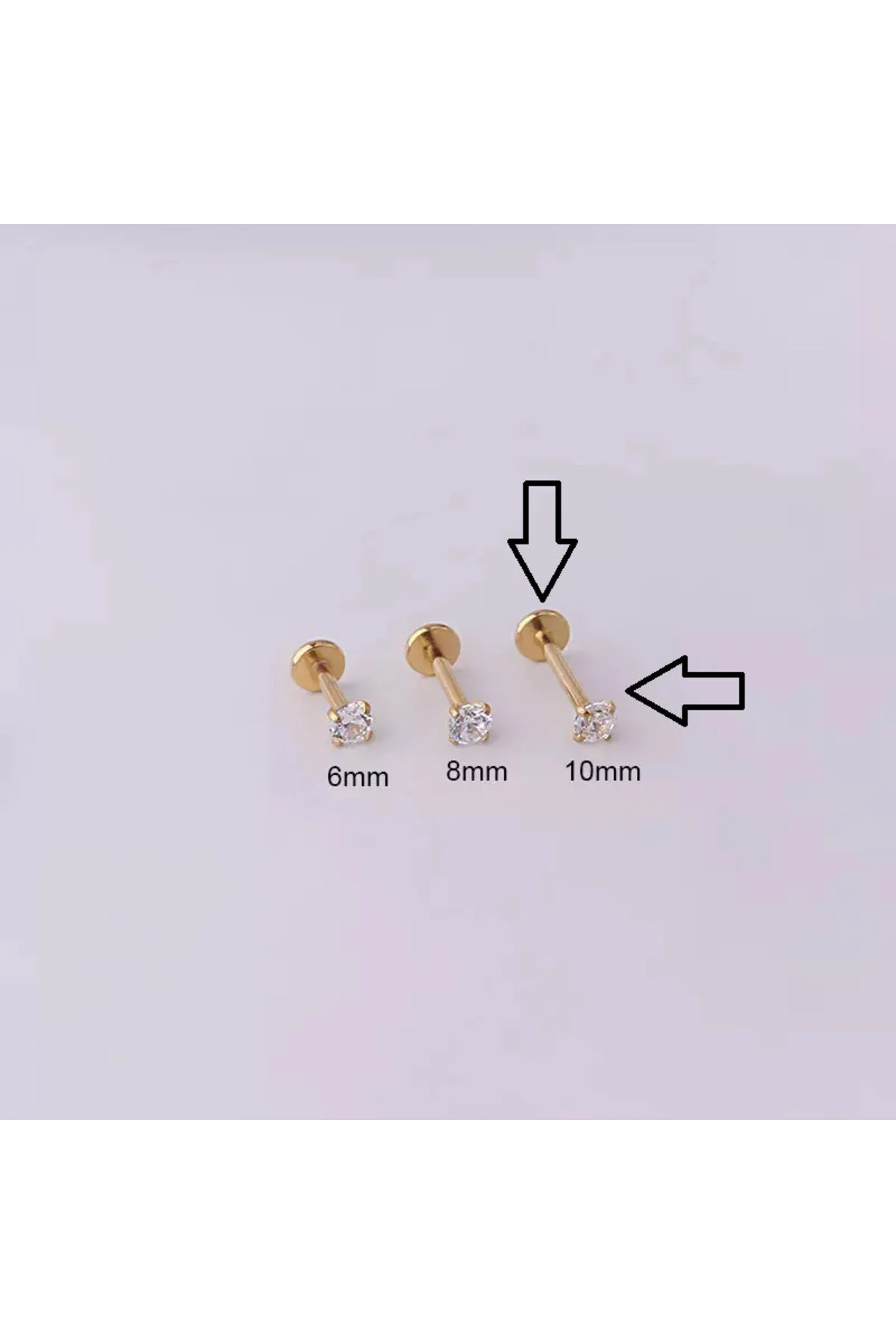 Minimal "AGB" Parıltı Taşlı G23 Titanyum Helix, Dudak & Burun Piercing (%100 "AGB" İbareli) 2