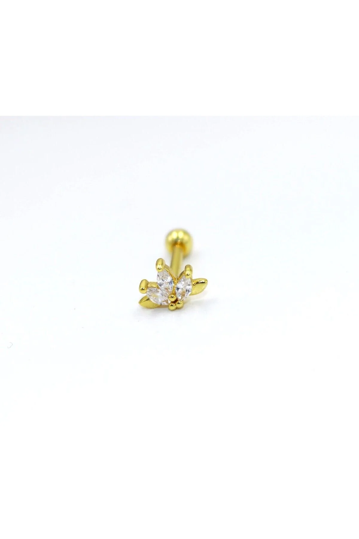 "AGB" Parıltı Taşlı Lotus Figürlü Aksesuarlı  Kulak, Kıkırdak, Helix & Tragus Piercing 2