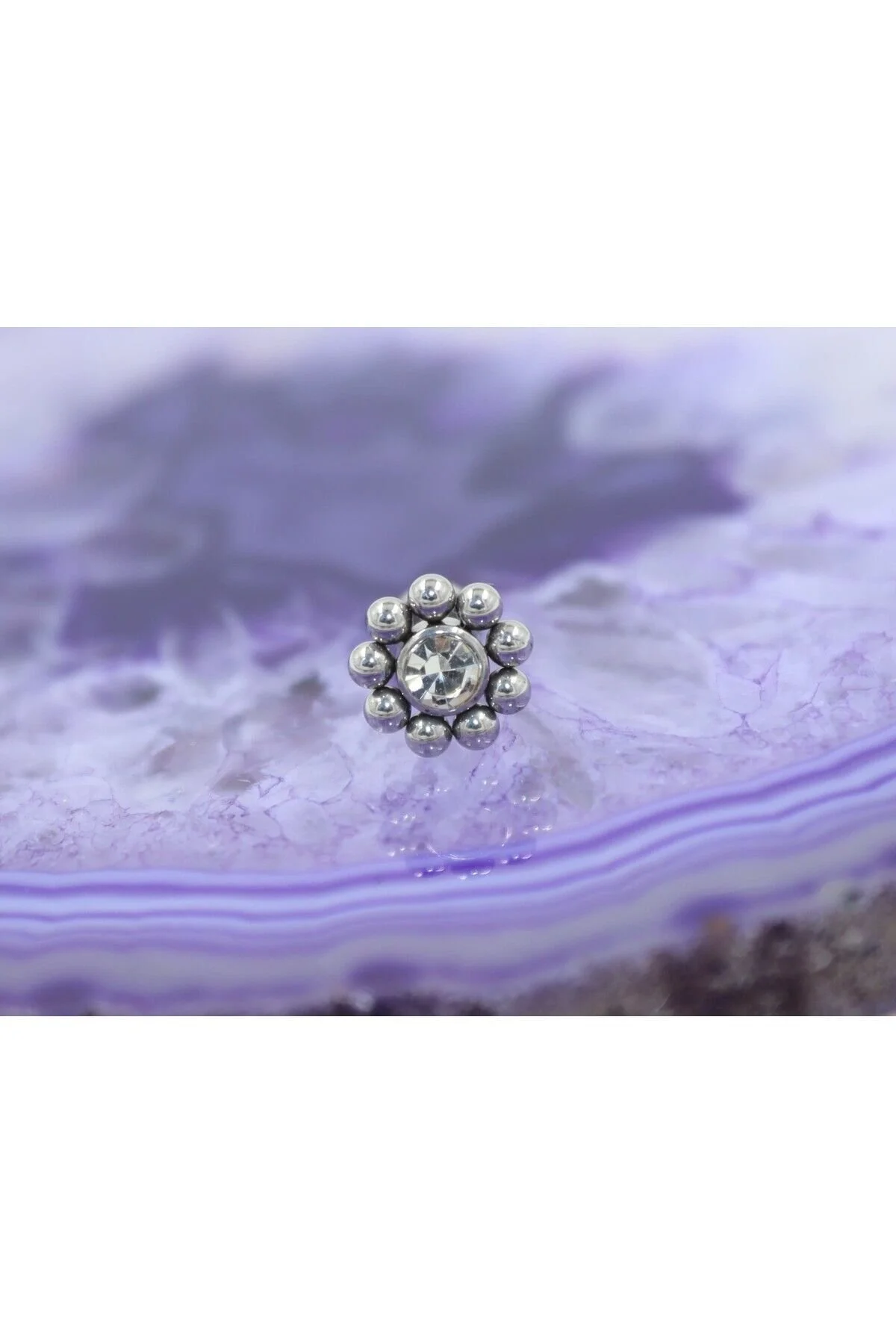 "AGB" Özel Taşlı Çiçek Figürlü Aksesuarlı  Kulak, Kıkırdak, Helix & Tragus Piercing 2