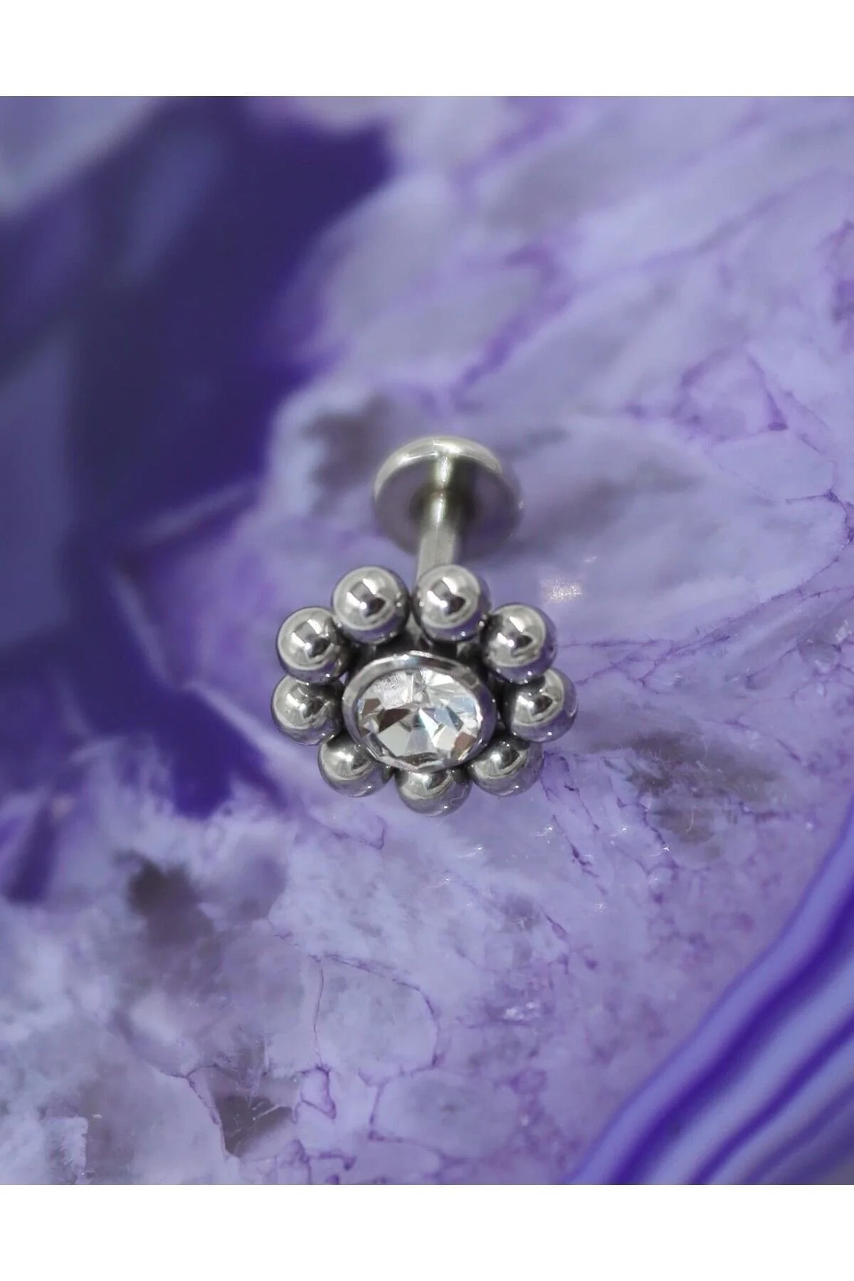 "AGB" Özel Taşlı Çiçek Figürlü Aksesuarlı  Kulak, Kıkırdak, Helix & Tragus Piercing 3