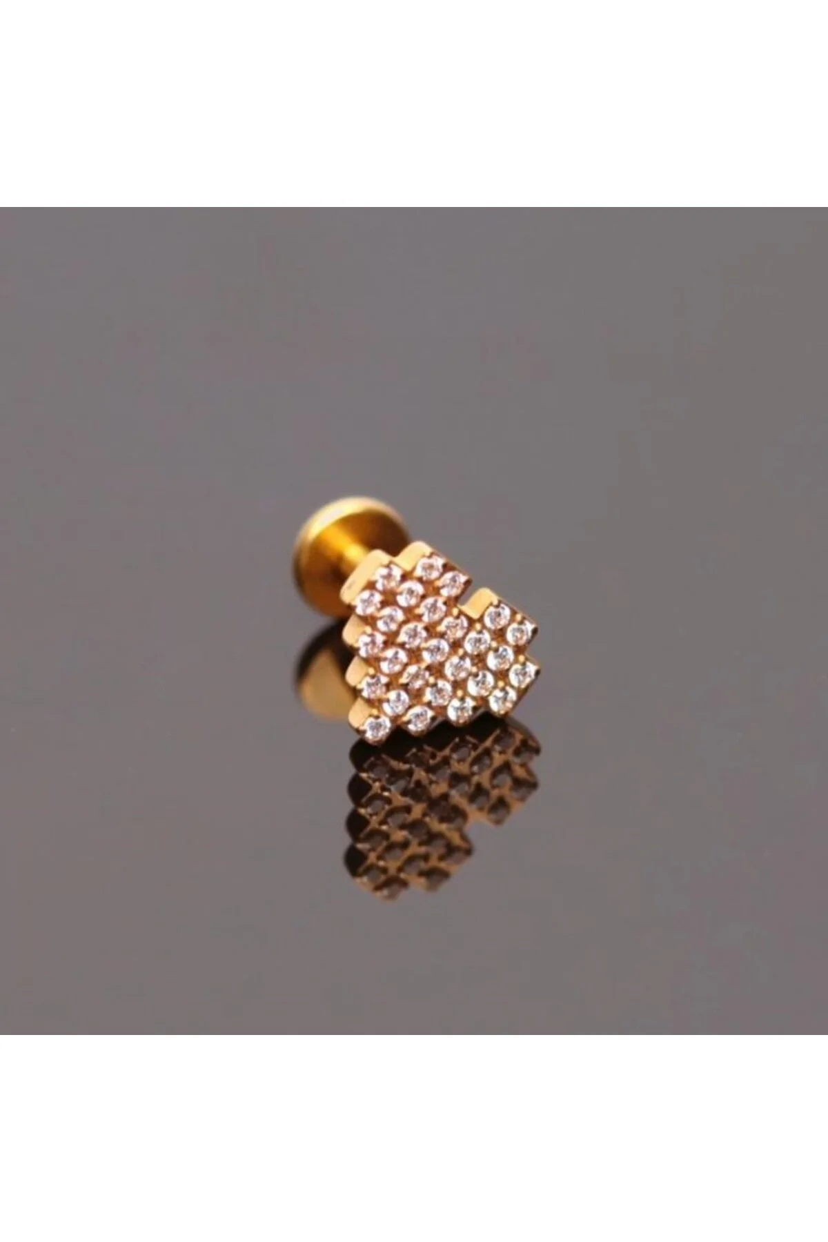 PARLAK TAŞ SÜSLEMELİ KALP FİGÜRLÜ Kıkırdak, Kulak "snug" "lobe" AKSESUARLI Zirkon Piercing, Küpe 1