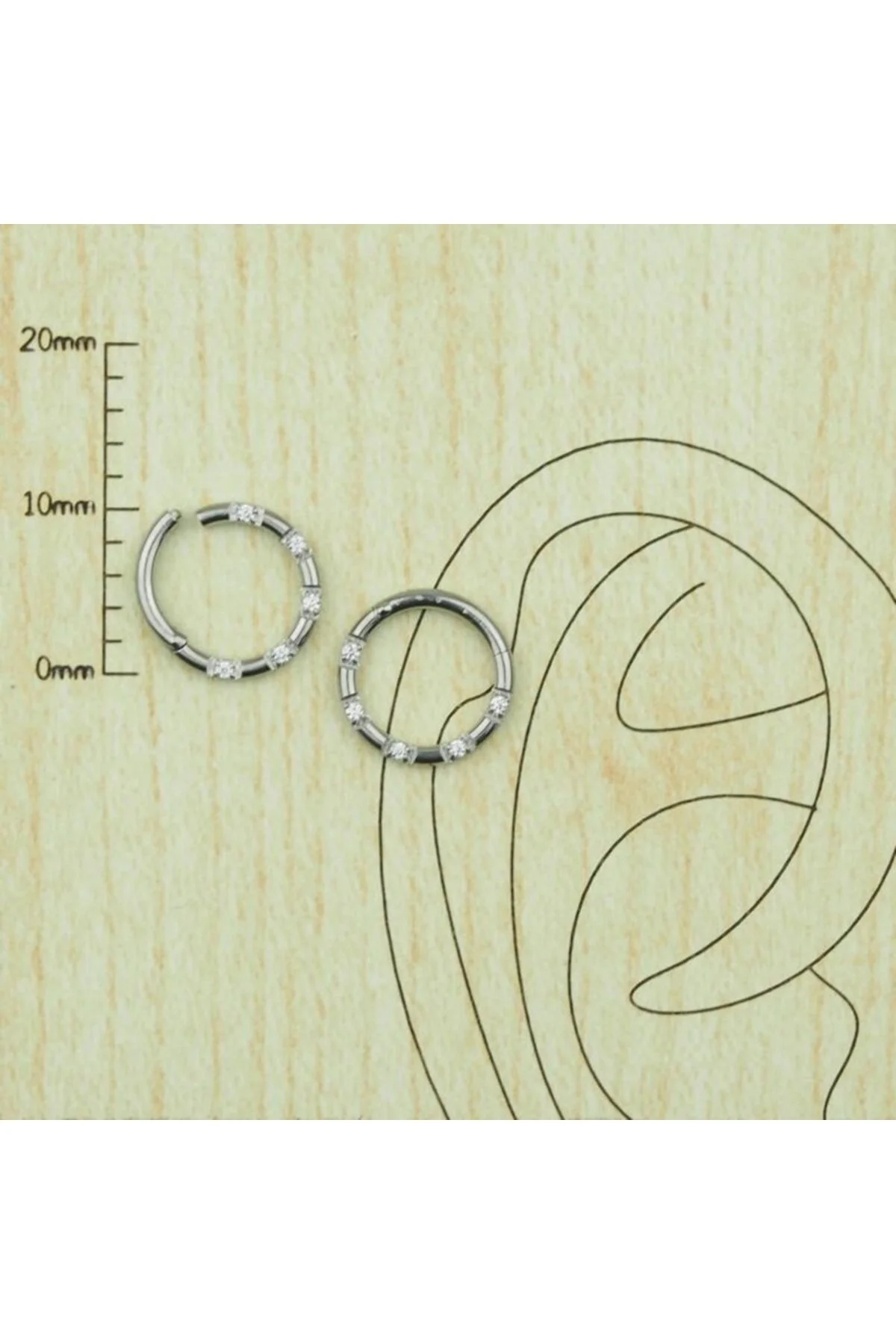 %100 Cerrahi Çelik 5 Zirkon Mıhlama Taşlı "septum, Nose, Helix" "burun, Dudak" Halka Piercing 1