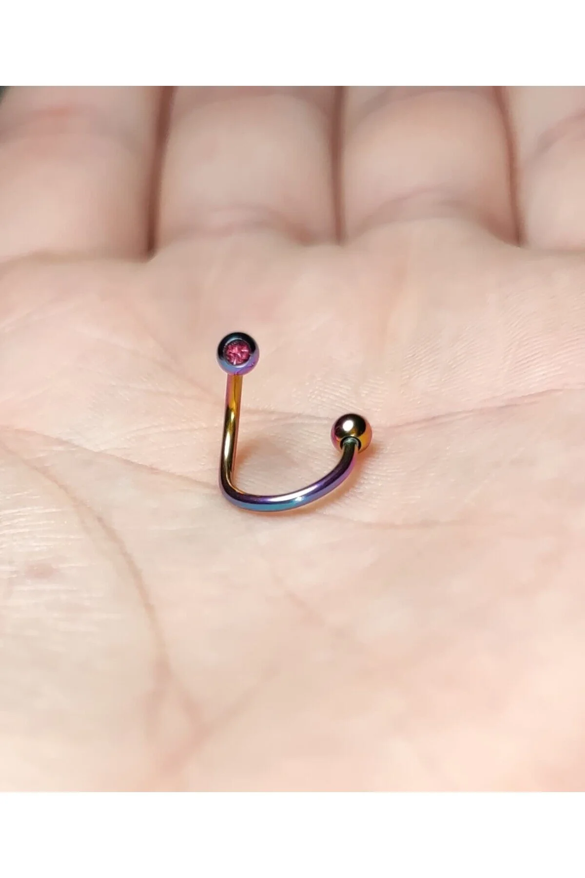Cerrahi Çelik TAŞLI "septum, Nose, Helix, Kaş, Kulak, Burun, Dudak, Kıkırdak" Spiral Halka Piercing 3