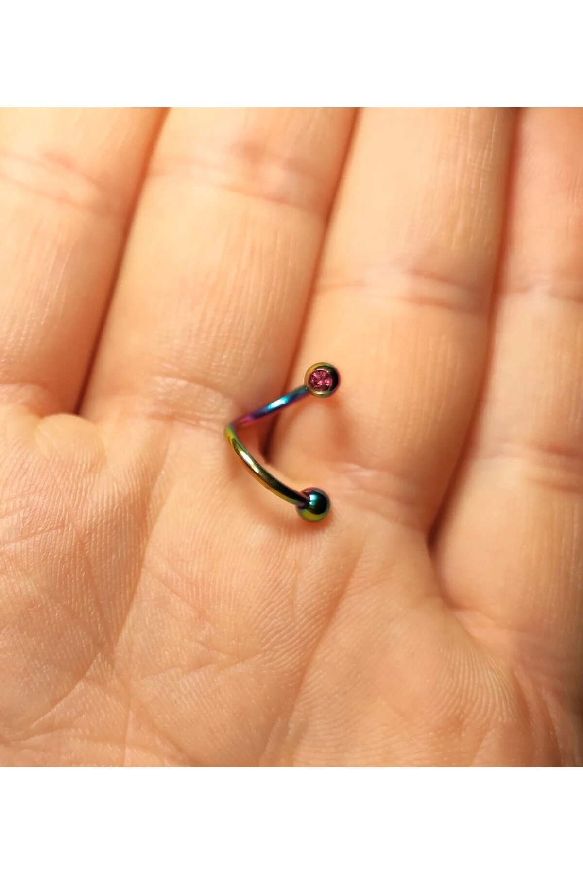 Cerrahi Çelik TAŞLI "septum, Nose, Helix, Kaş, Kulak, Burun, Dudak, Kıkırdak" Spiral Halka Piercing 4