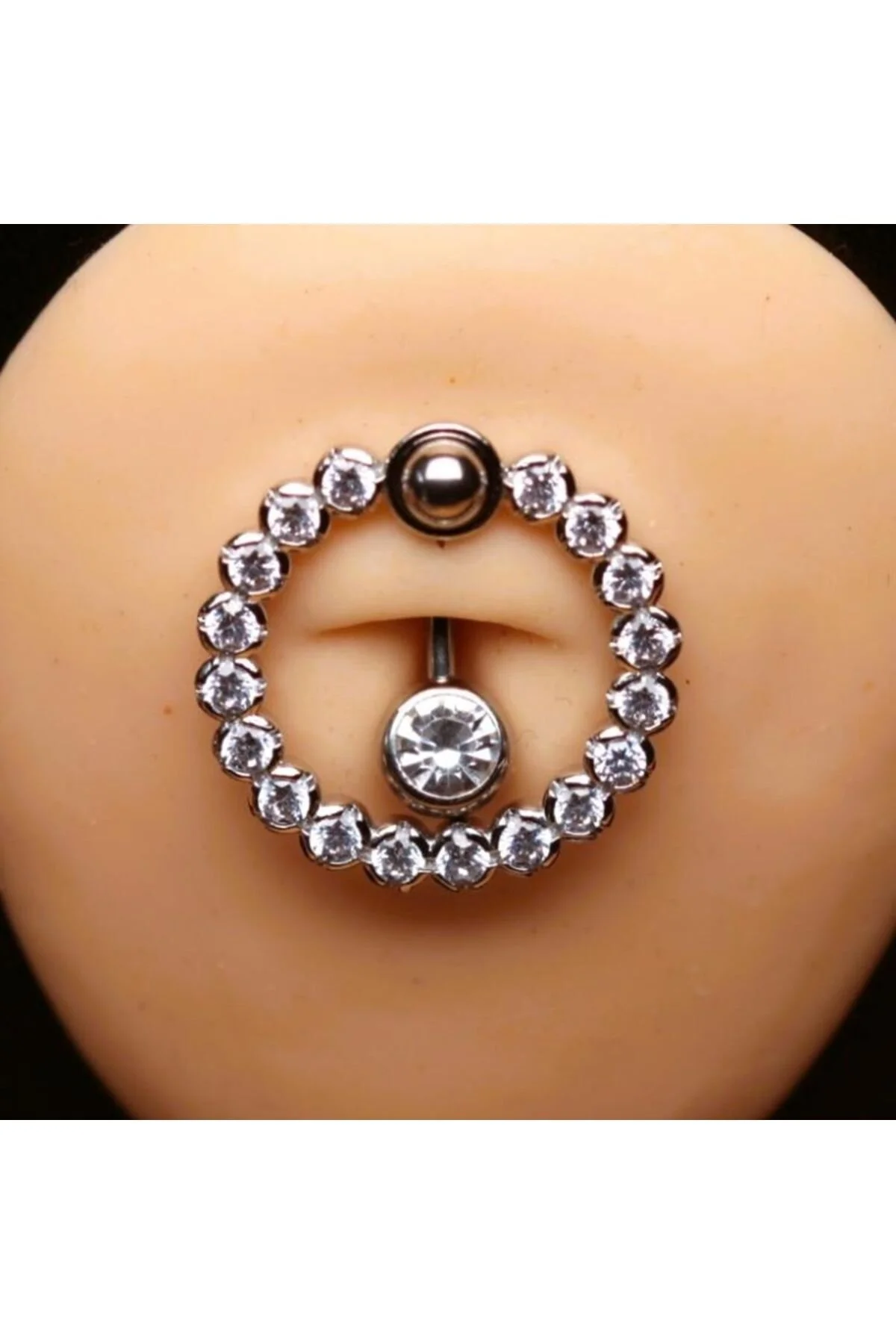 RENGARENK Zirkon TAŞLA ÇEVRİLİ TEKTAŞ HALKALI AKSESUARLI GÖBEK Piercing (CERRAHİ ÇELİK GÖVDELİ) 1