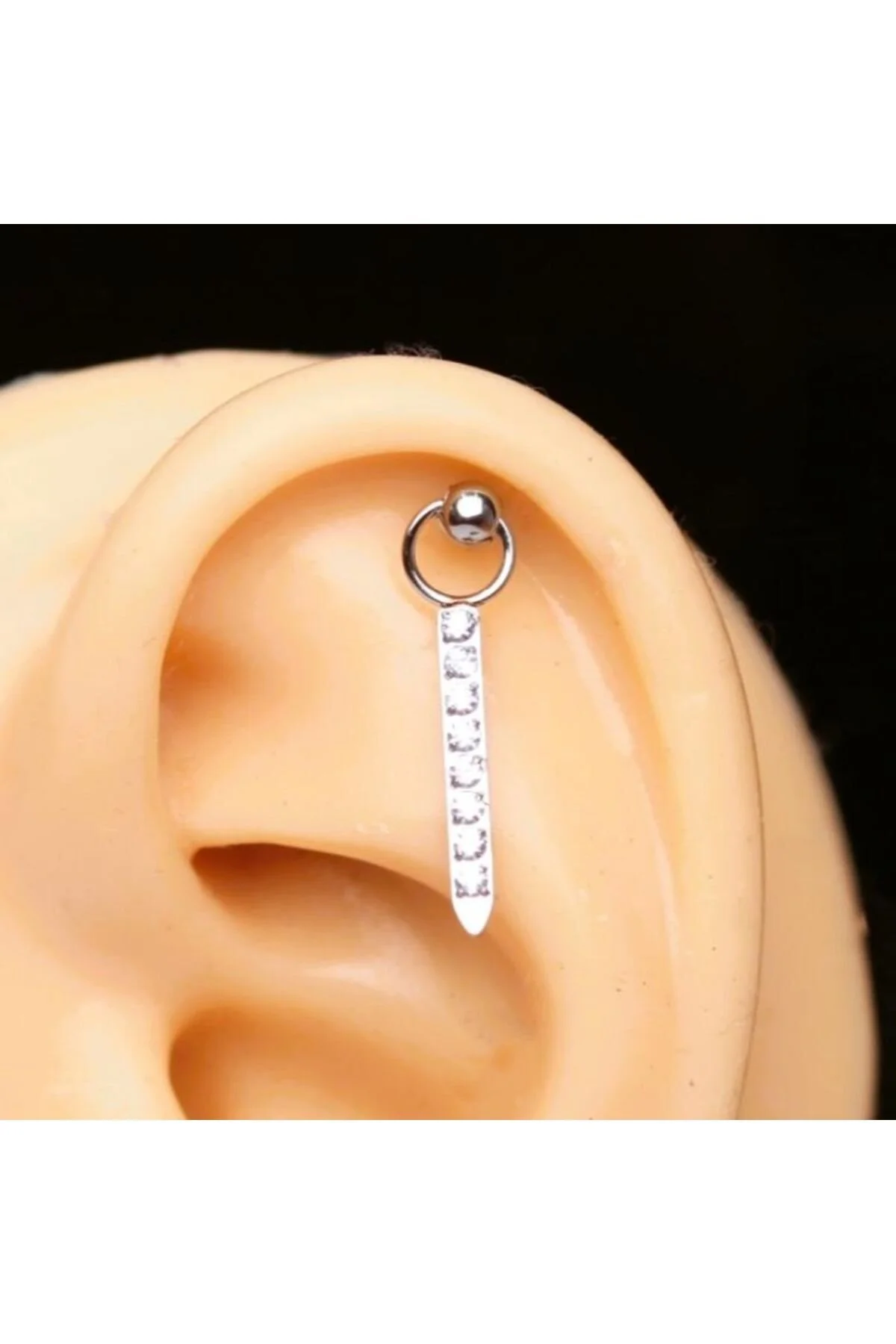 "AGB" Özel Taşlı Sarkıt Sütun Figürlü Aksesuarlı  Kulak, Kıkırdak, Helix & Tragus Piercing 1