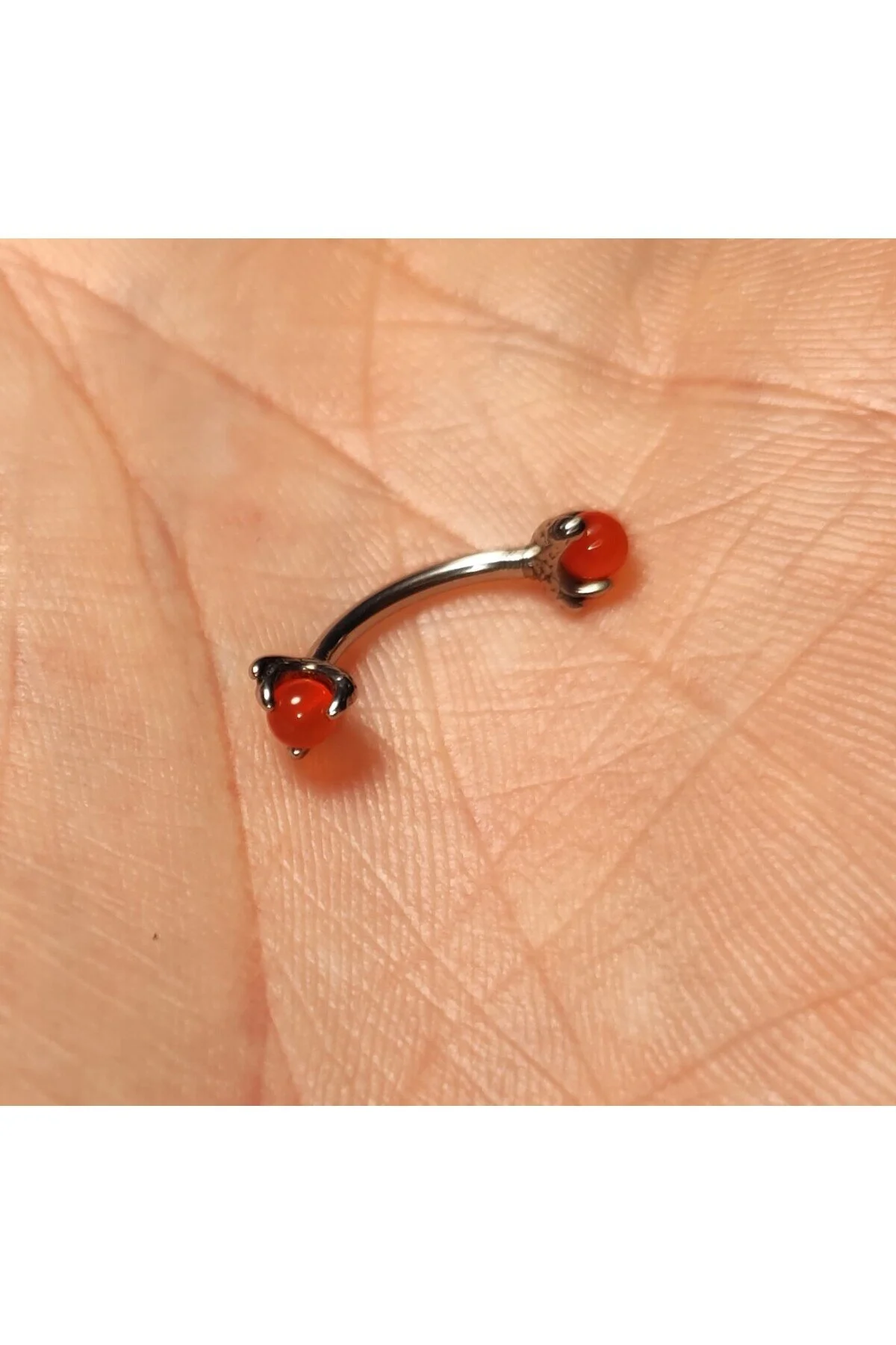 Taşlı "eyebrow, Rook" Kavisli Pençe Detaylı Kaş Piercing (CERRAHİ ÇELİK GÖVDELİ) 1