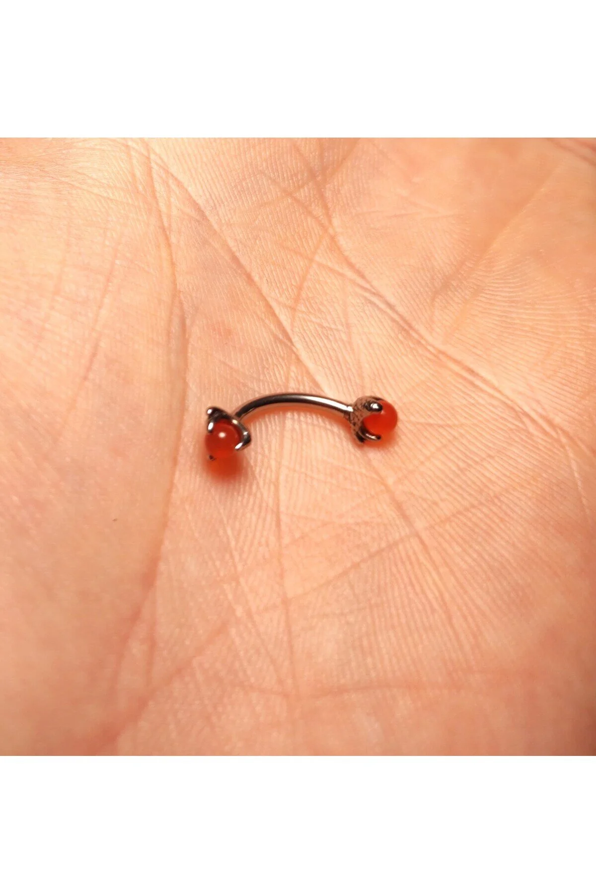 Taşlı "eyebrow, Rook" Kavisli Pençe Detaylı Kaş Piercing (CERRAHİ ÇELİK GÖVDELİ) 2