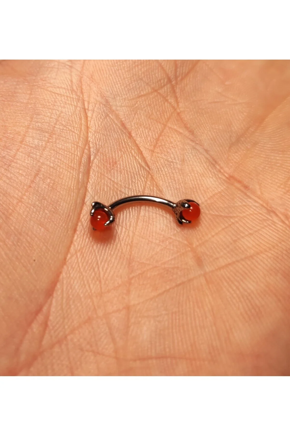 Taşlı "eyebrow, Rook" Kavisli Pençe Detaylı Kaş Piercing (CERRAHİ ÇELİK GÖVDELİ) 3