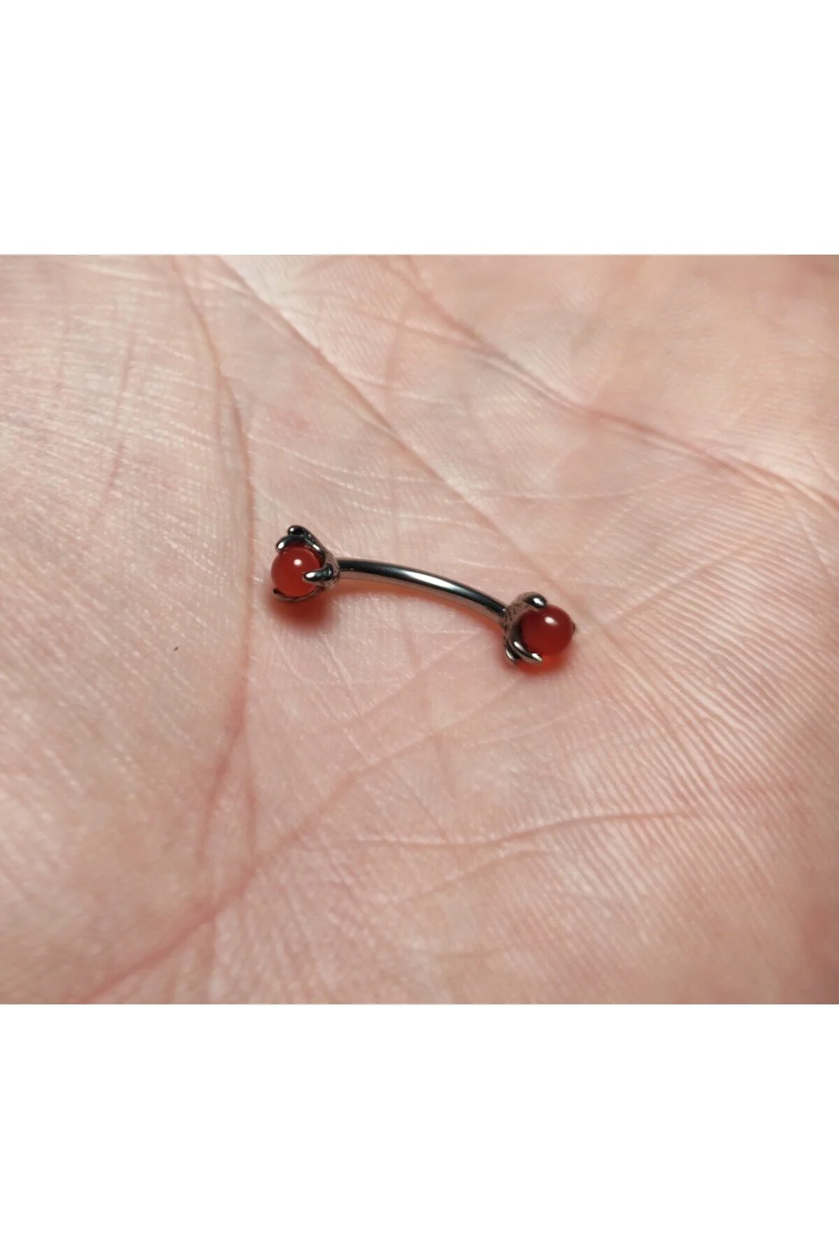 Taşlı "eyebrow, Rook" Kavisli Pençe Detaylı Kaş Piercing (CERRAHİ ÇELİK GÖVDELİ) 5
