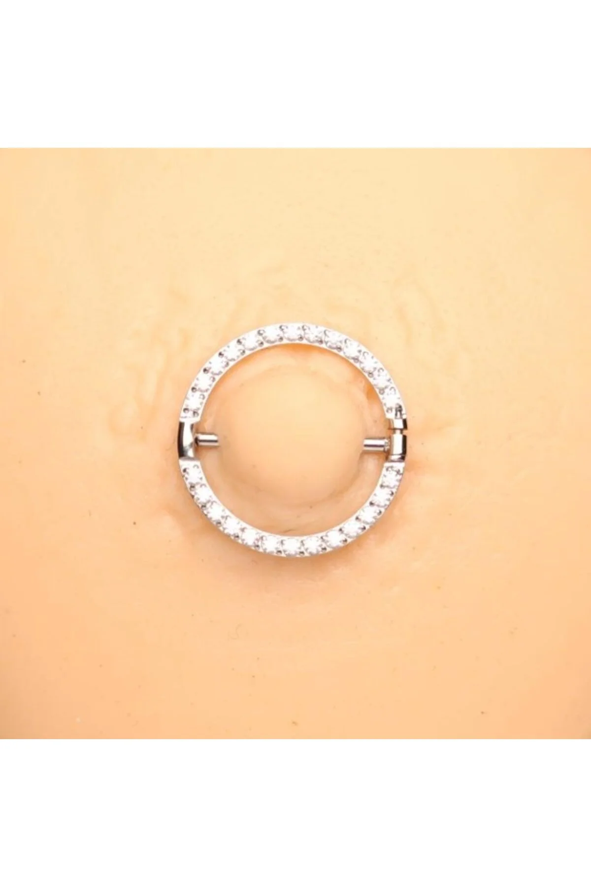 "AGB" Parıltı Taş Çevrili Nipple Piercing | 316L Cerrahi Çelik Halka Figürlü Göğüs Piercing 1