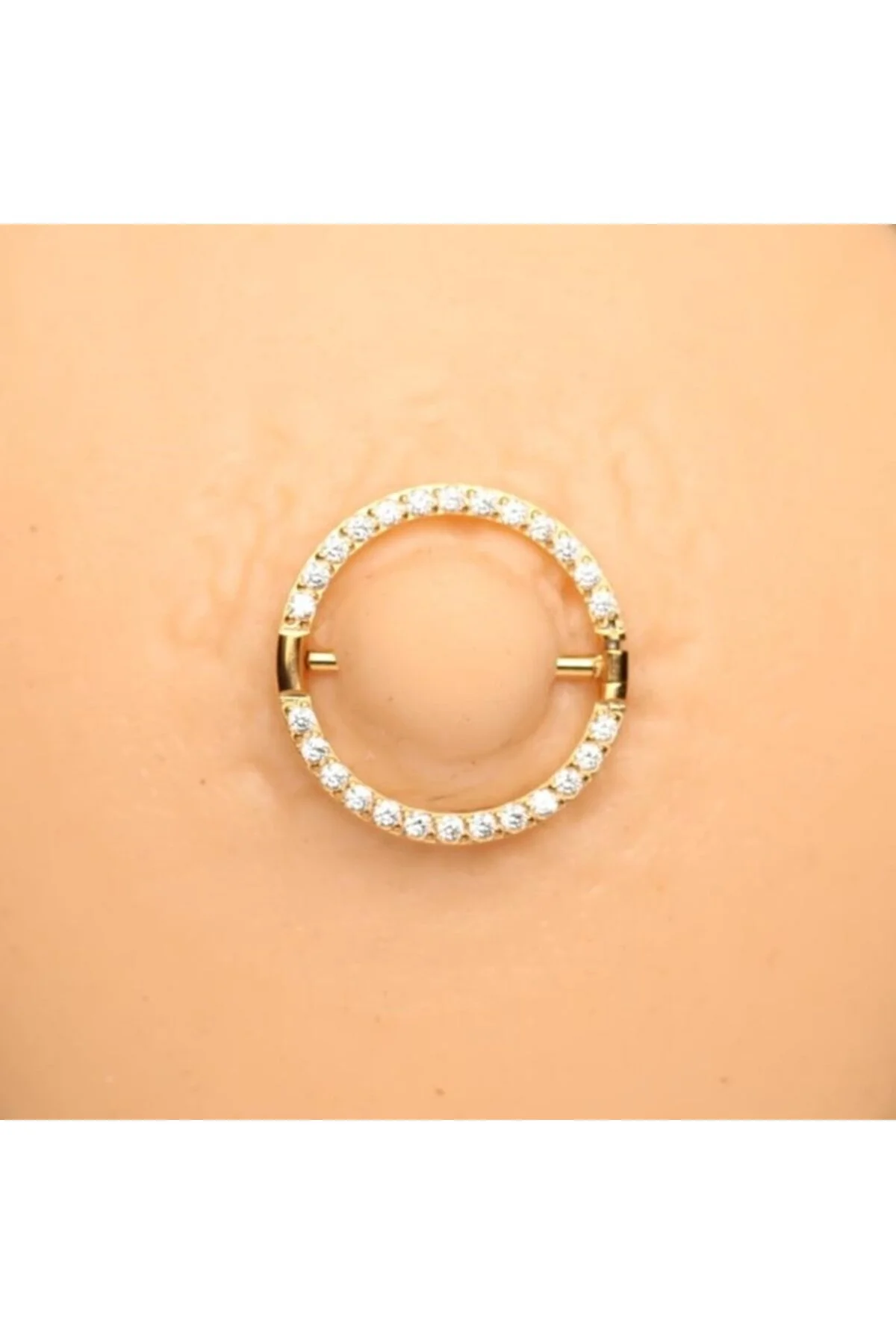 "AGB" Parıltı Taş Çevrili Nipple Piercing | 316L Cerrahi Çelik Halka Figürlü Göğüs Piercing 1