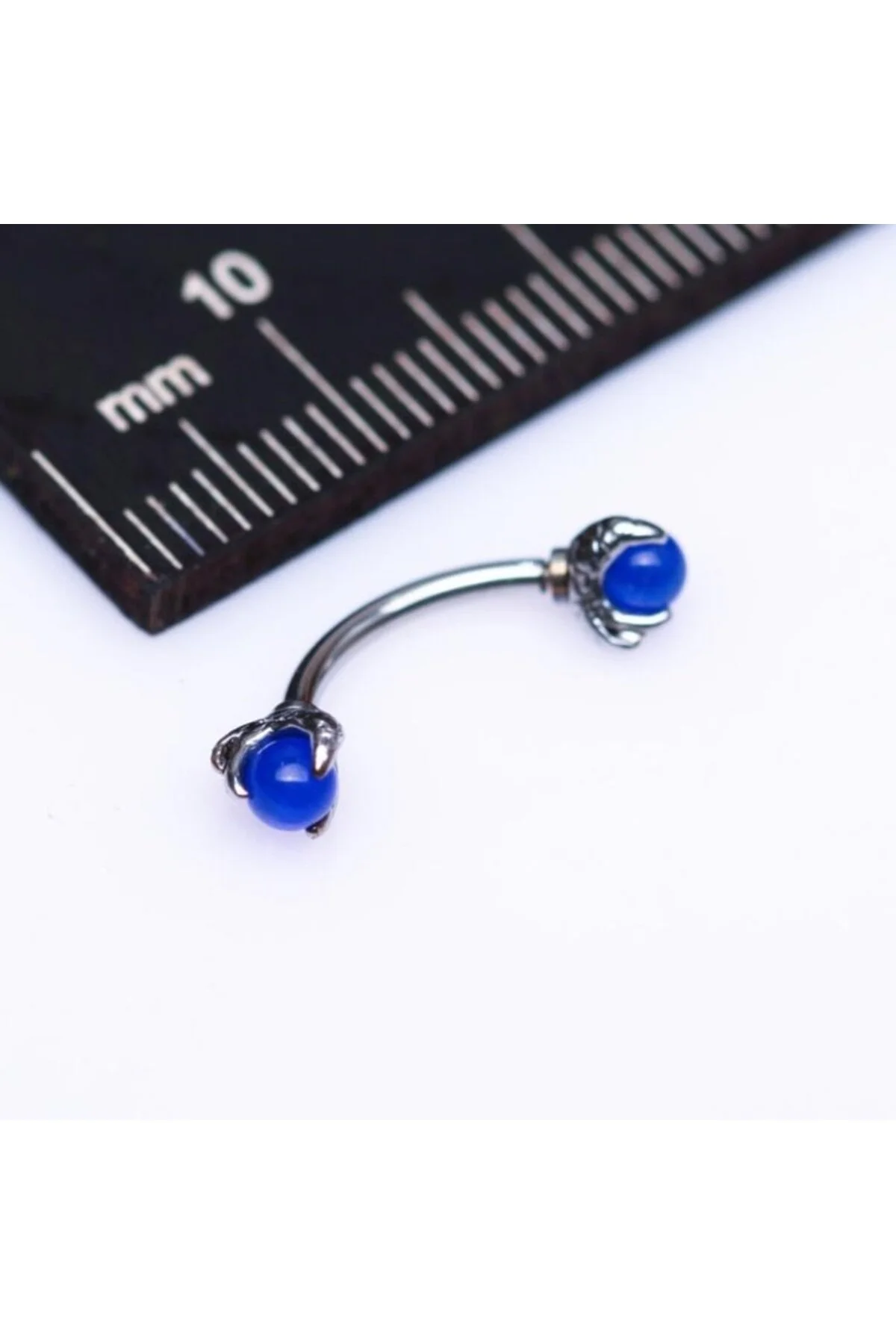 LACİVERT Taşlı "eyebrow, Rook" Kavisli Pençe Detaylı Kaş Piercing (CERRAHİ ÇELİK GÖVDELİ ) 1