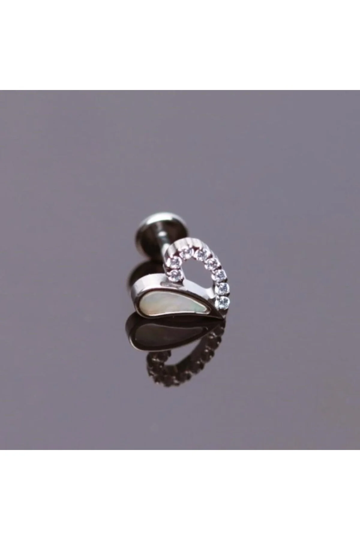 Parıltı Taş Süslemeli Kalp Figürlü Kıkırdak, Kulak "snug" "lobe" Zirkon Piercing 1